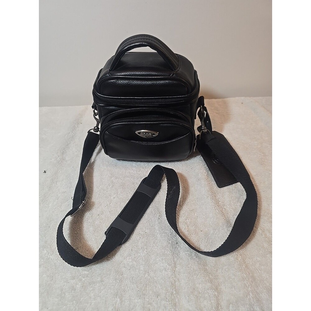 Icon Black Camera Bag with Shoulder Strap - Compact, Padded Multiple Compartment